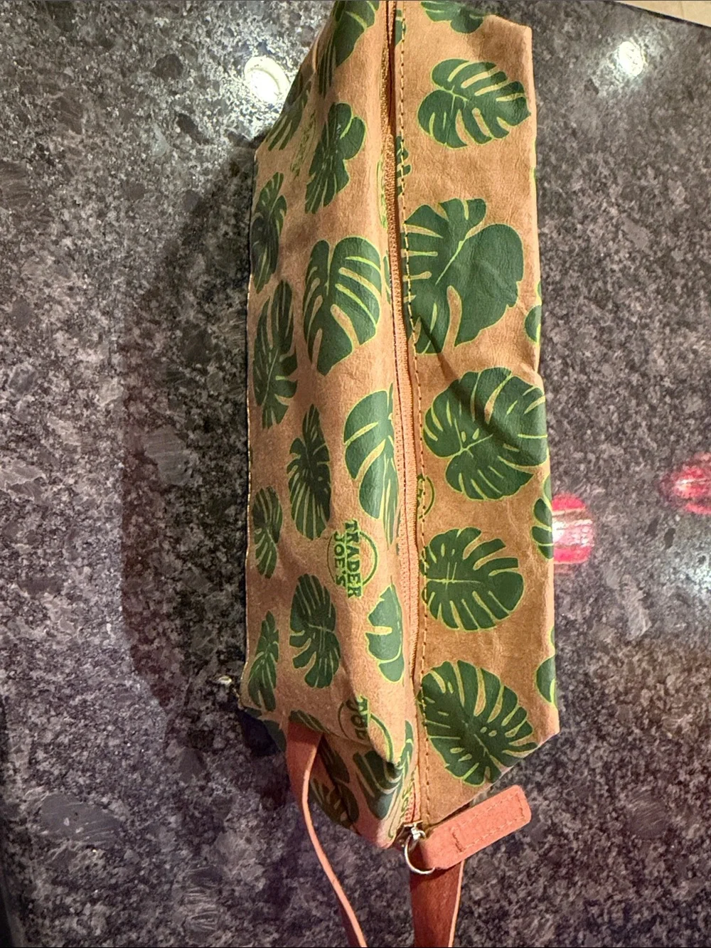 Trader Joes Toiletry Dopp Kit Monstera Leaf Print Washable